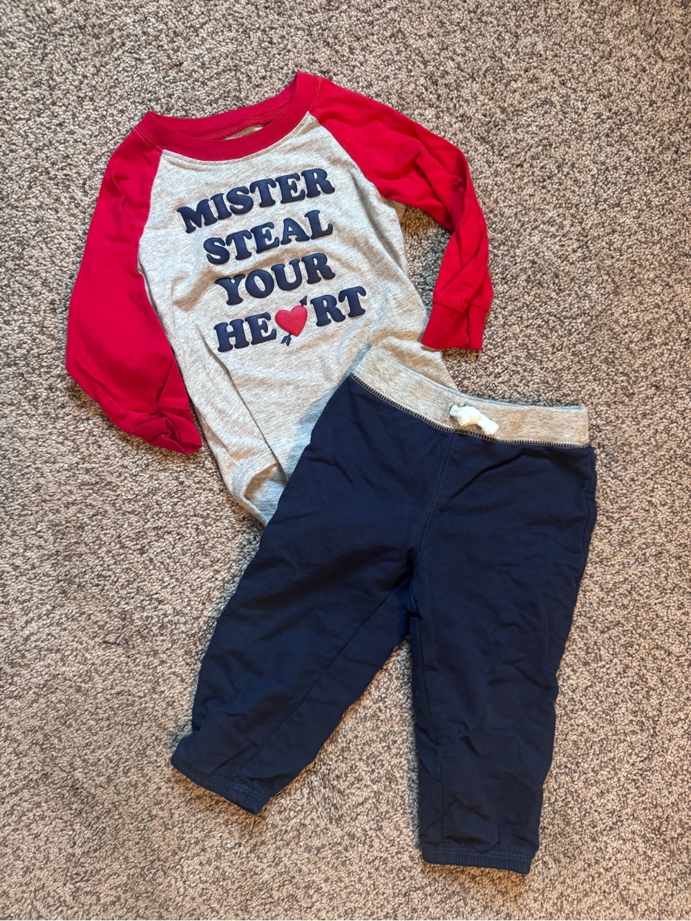 Kids Red & Navy 'Mister Steal Your Heart' Matching Set